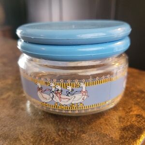 Vintage 80s Geese with Ribbons Glass Canister - GUC